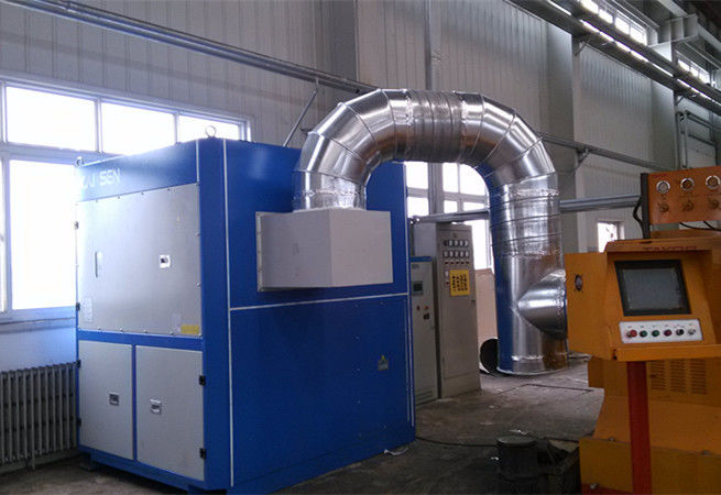 Plasma cutting fume exhaust unit system with pneumatic lifting device for ash tank