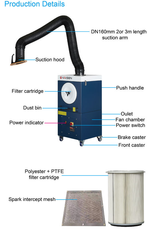 Flame Retardant Industrial Smoke Extractor Mobile Welding Smoke Cleaner System
