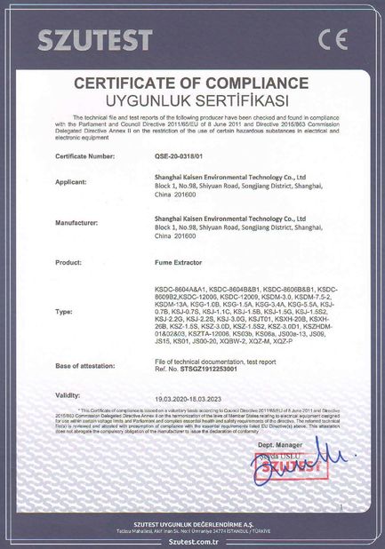 China Shanghai Kaisen Environmental Technology Co., Ltd. Certification